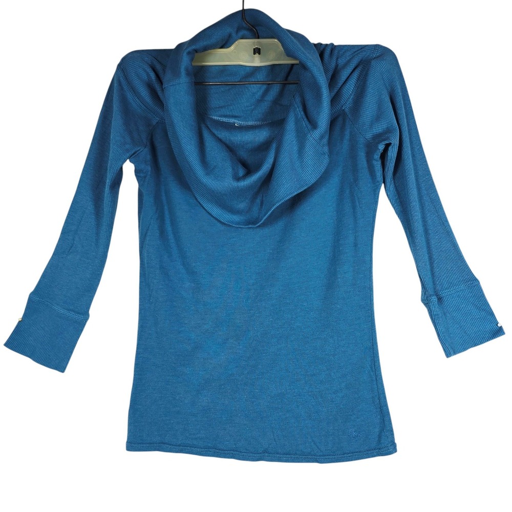 Abercrombie & Fitch Womens Small Teal Blue Cowl Neck Pima Cotton Modal Top